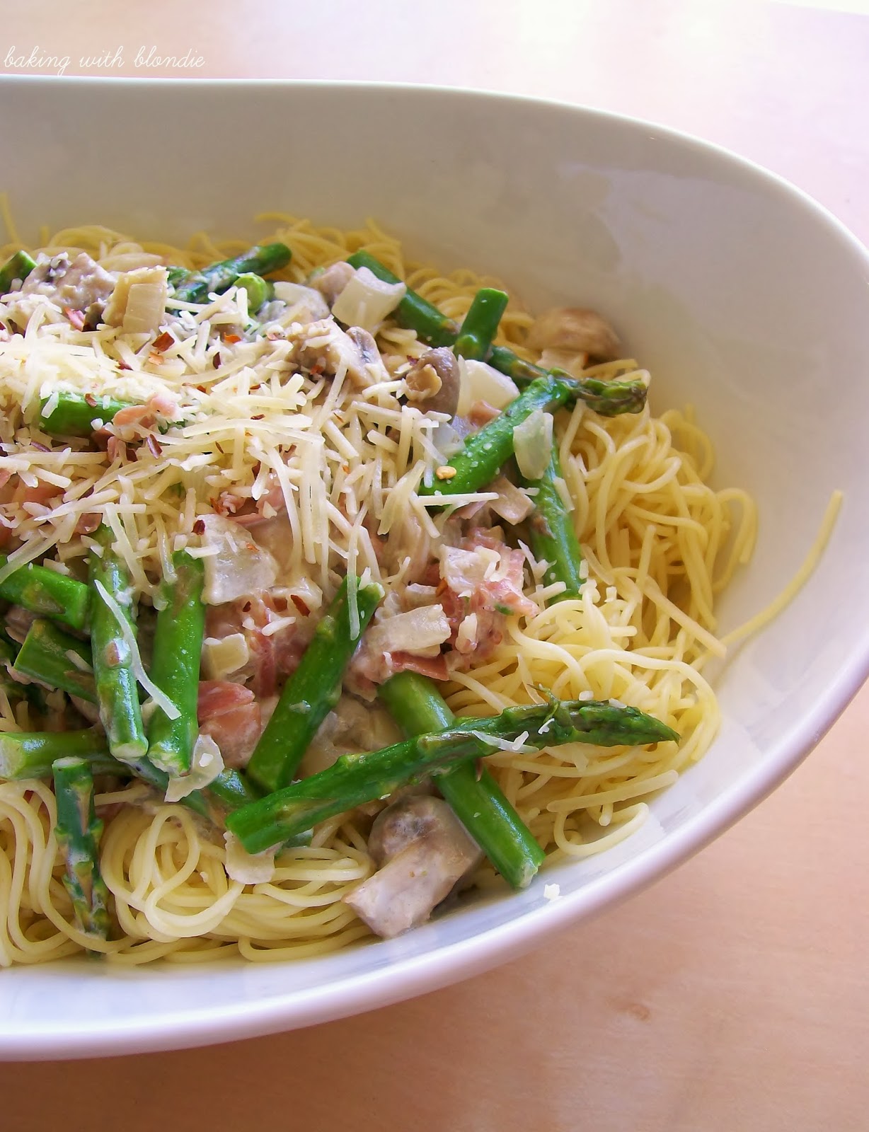 Prosciutto, Asparagus, and Mushroom Pasta