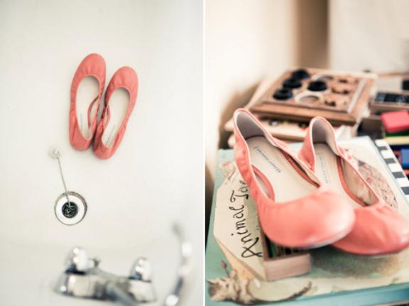 Shabby Chic Ballet coral shoes for wedding