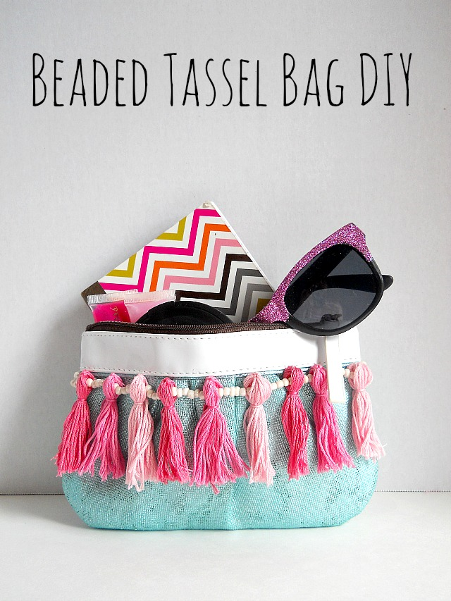 DIY Fashion Tote with Ombre Tassels and Pom Poms