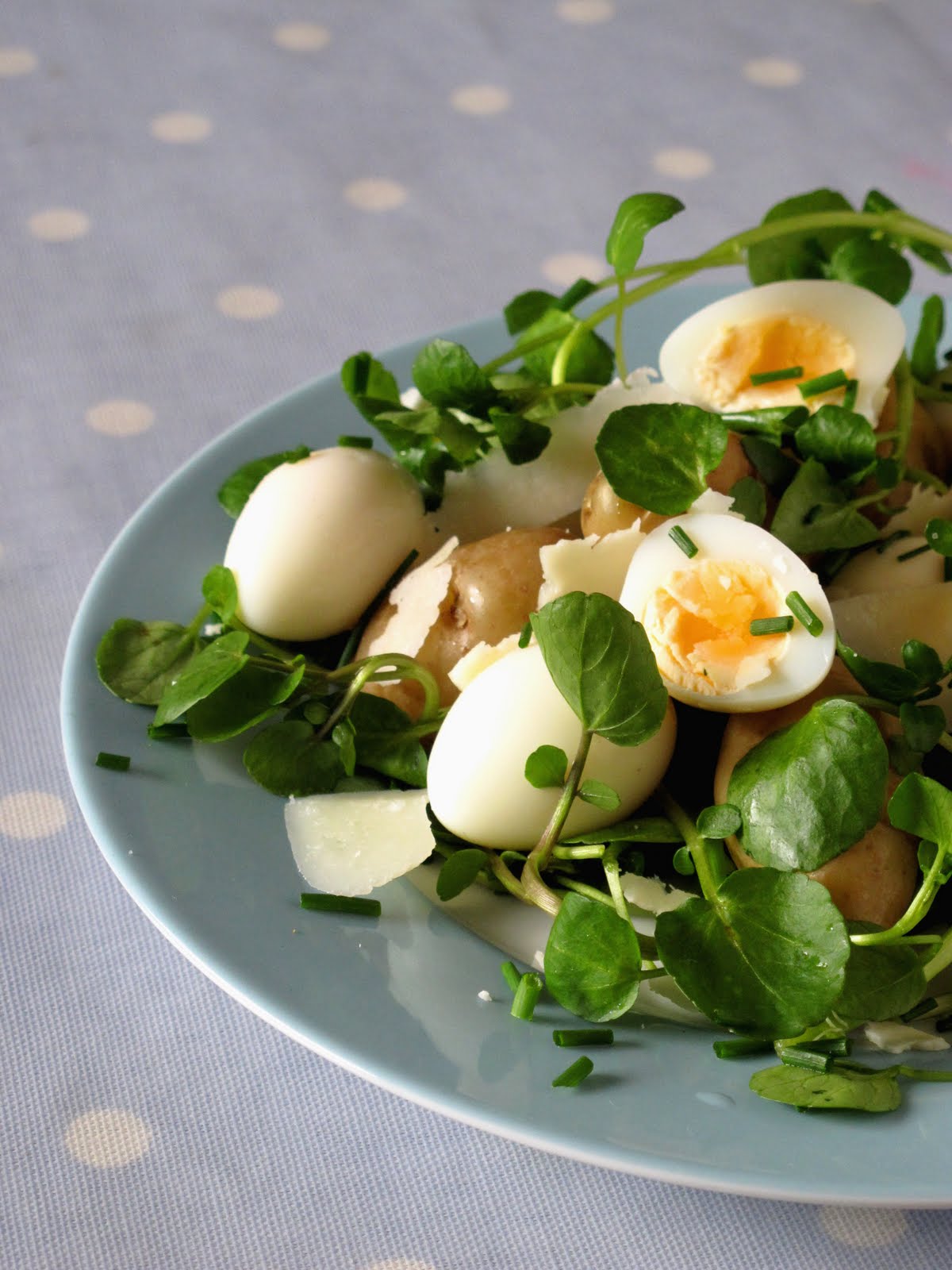 Hunger and Sauce Watercress, quail's egg and new potato salad