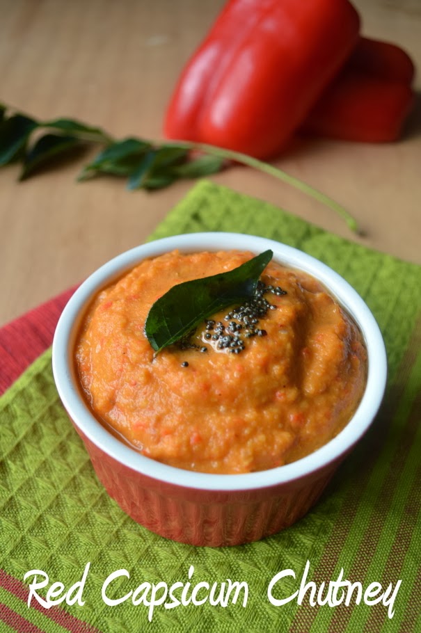 Palakkad Chamayal Red Capsicum/Bell Pepper Chutney Easy Side Dish