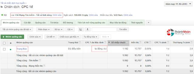 Thủ thuật chạy quảng cáo Google Adwords 1 đ/ 1 click - dangthanhnhan.info Thủ thuật chạy quảng cáo Google Adwords 1 đ/ 1 click - dangthanhnhan.info