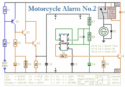 IC 555 MOTORCYCLE ALARM CIRCUIT SCHEMATIC DIAGRAM | Wiring ... honda c70 passport motorcycle wiring harness diagram 