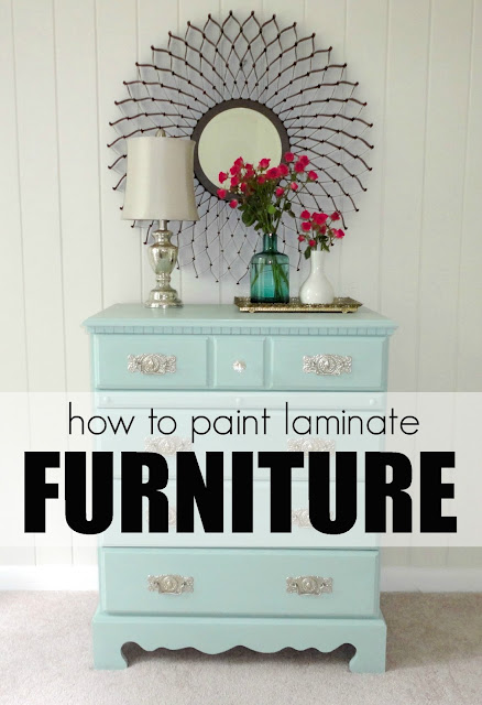 How to paint laminate furniture in 3 easy steps! LOVE this! One of the easiest tutorials on Pinterest!
