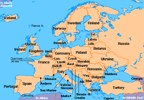 Map of Europe Countries
