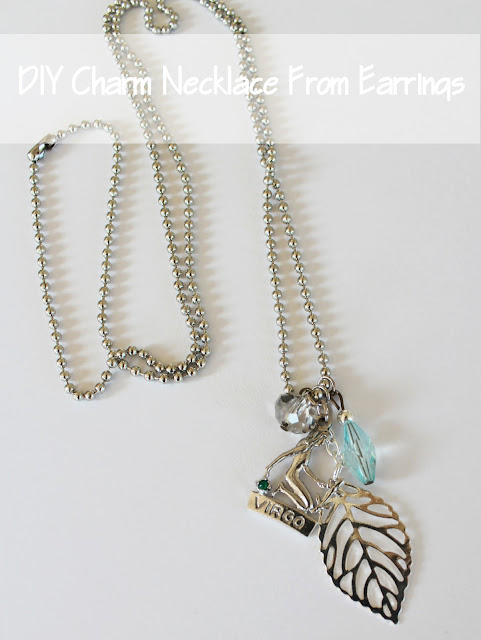 Lose one earring? Don't throw out it's mate! Use it to make this Easy DIY Charm Necklace from Earrings! Great gift idea too! 