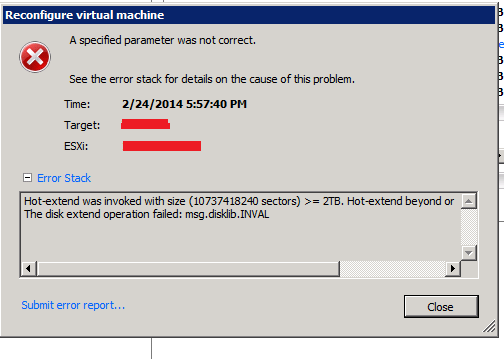 Tech and beyond!: VMware Guest VM Disk size greater than 2TB