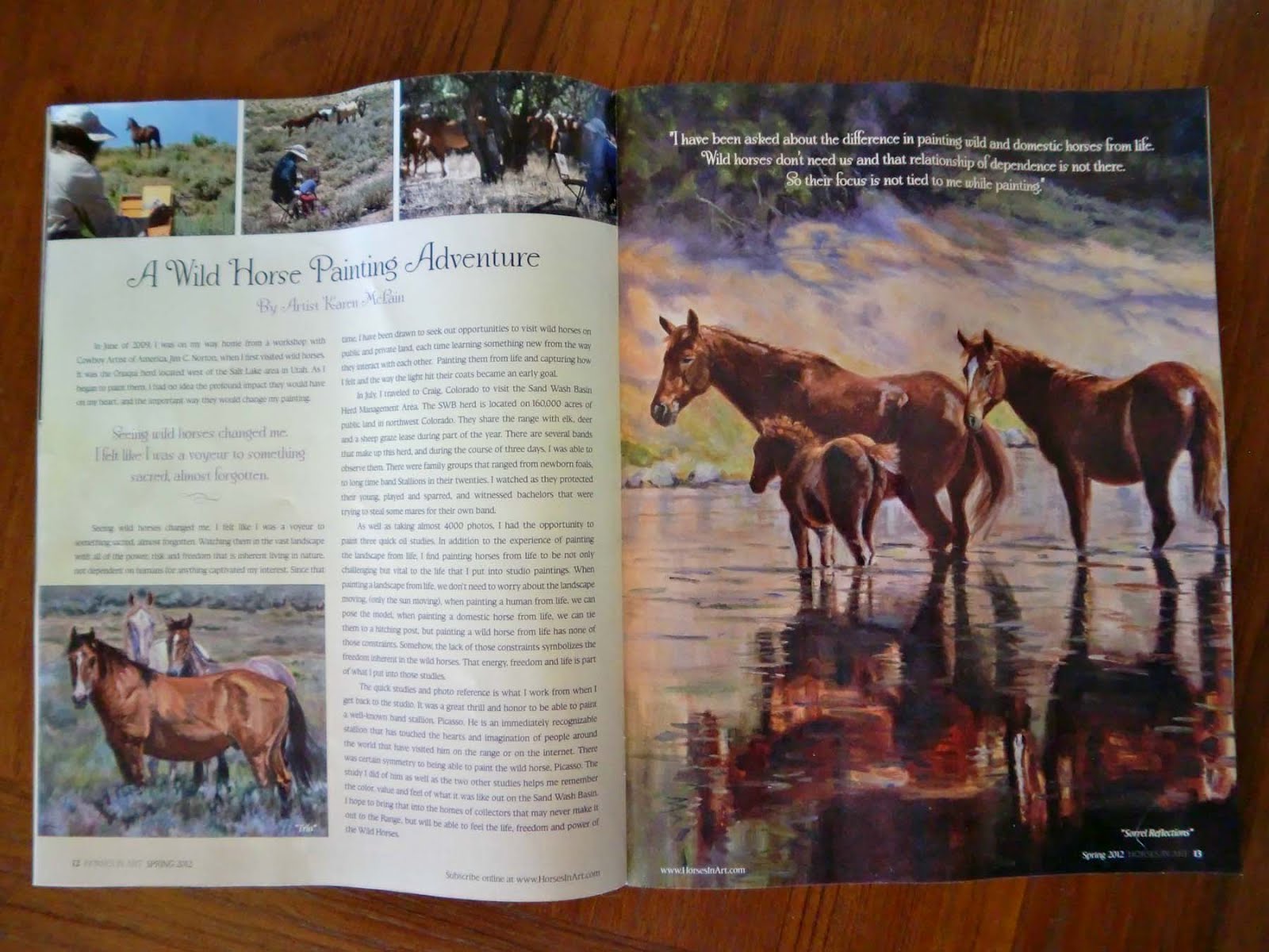 Karen McLain Studio Horses in Art Magazine Article