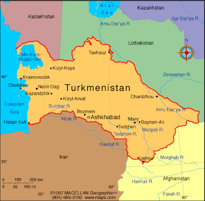 Turkmenistan Map Political Regional