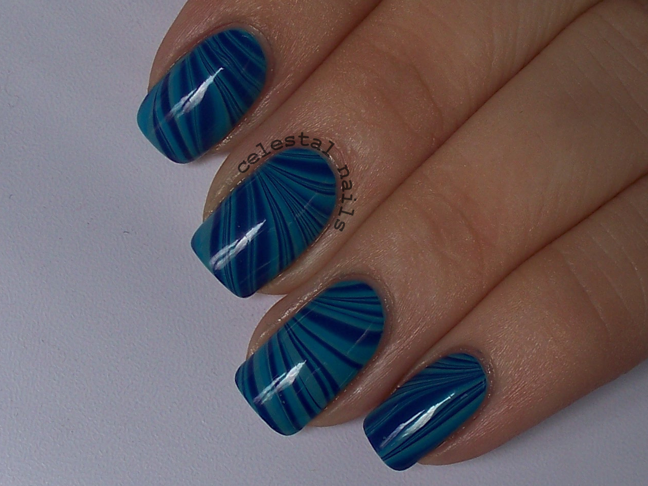 4. Blue and White Marble Nails - wide 6
