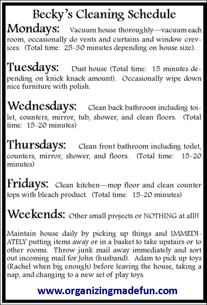 Beginner Beans: Weekly Cleaning Tasks // a free printable