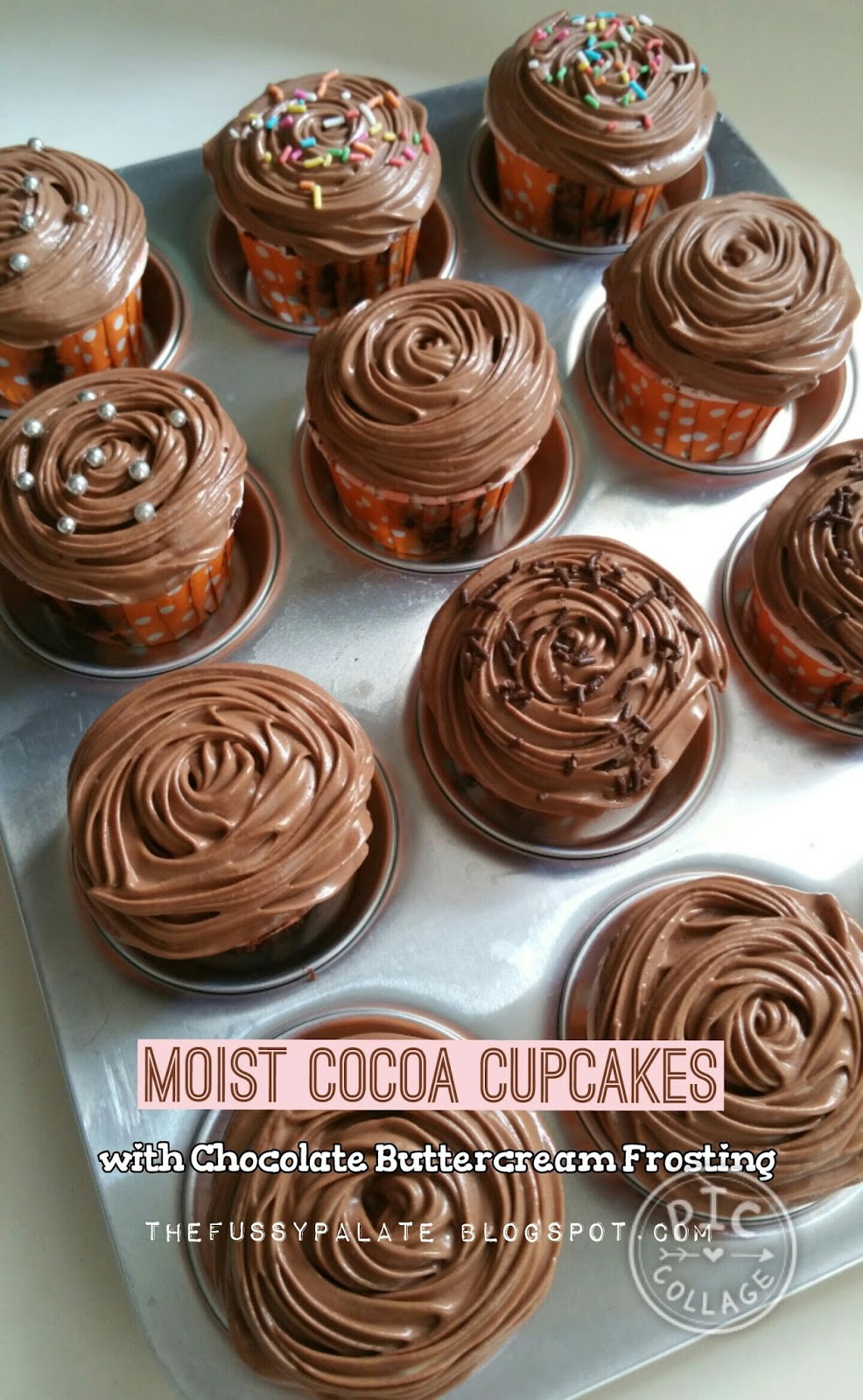 The Fussy Palate Moist Cocoa Cupcakes with Chocolate Frosting
