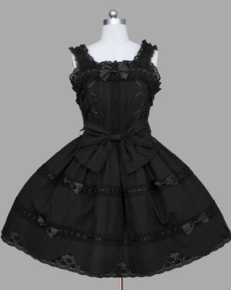 Black Sleeveless Bow Gothic Lolita Dress