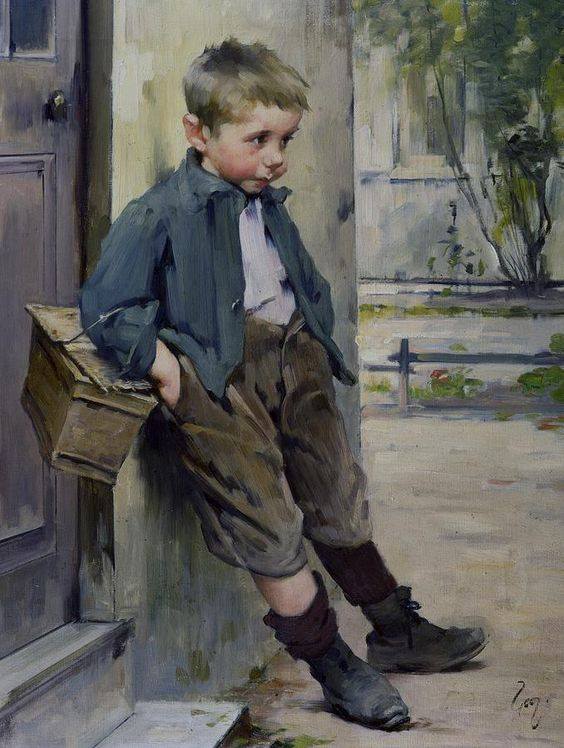 "Out of the game", painting by Henry Jules Jean Geoffroy