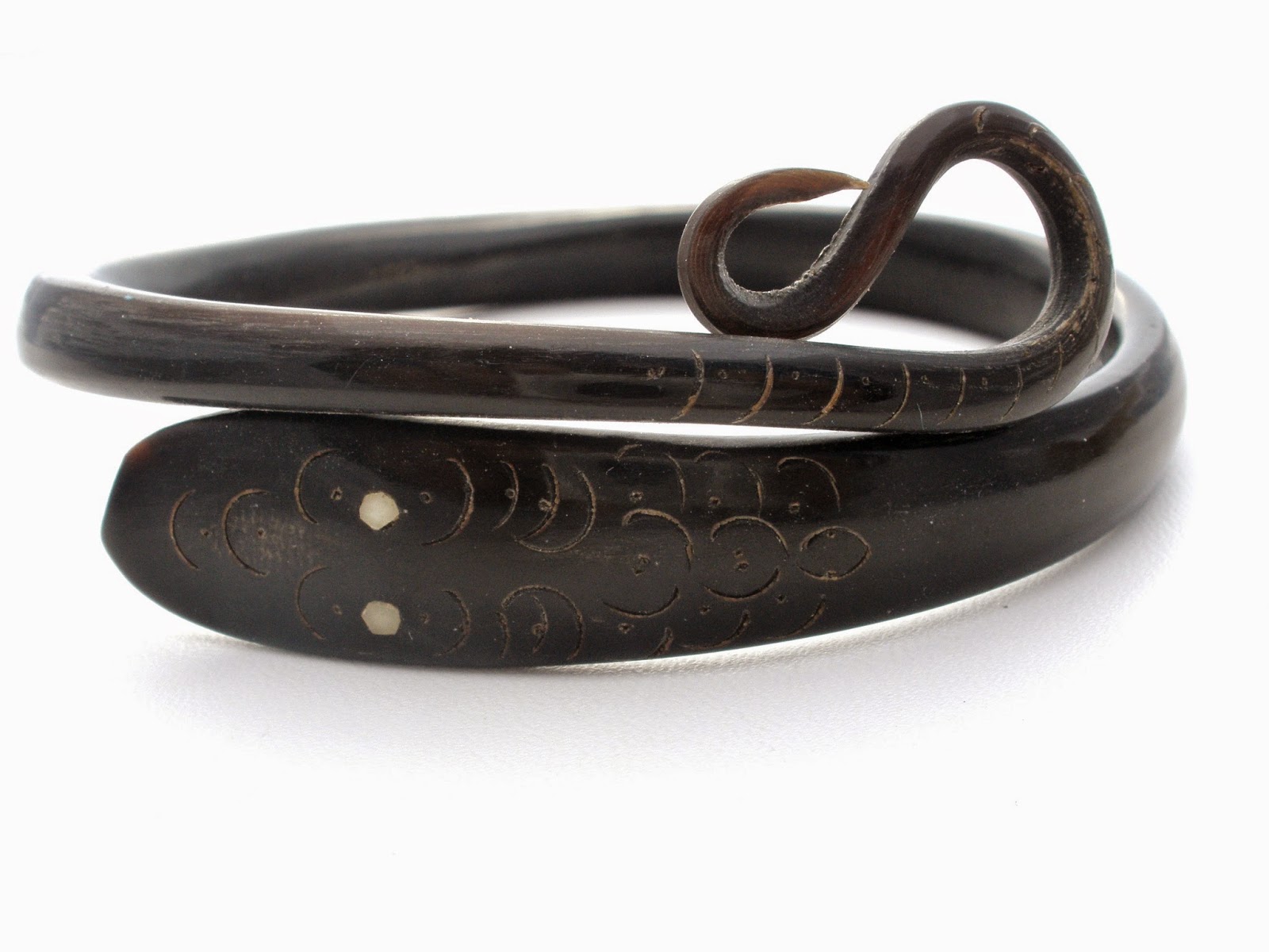 The Jewelry Lady's Store Victorian Snake Bangle Bracelet Hand Carved Horn