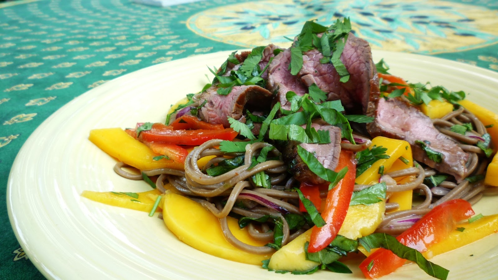 For Love of the Table Cold Soba Noodles with Beef, Red Bell Pepper