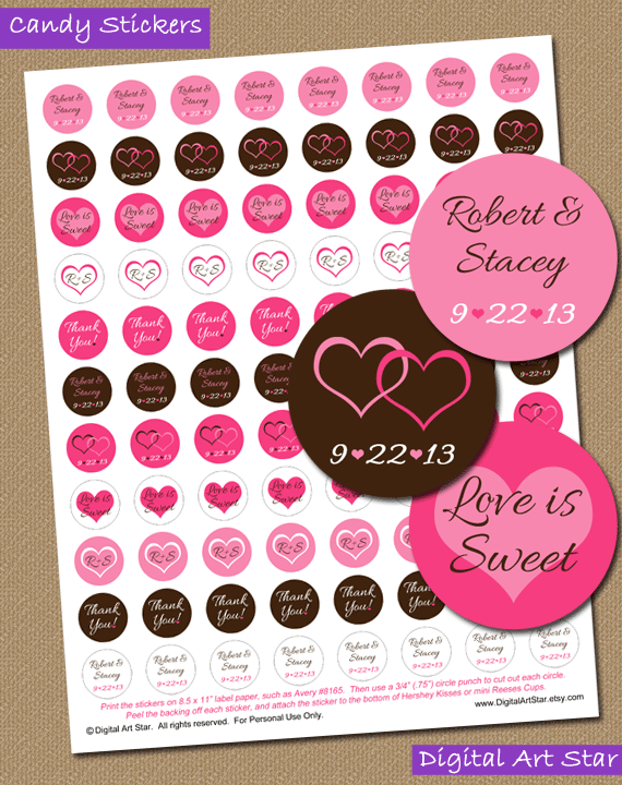 Digital Art Star Printable Party Decor DIY Printable Wedding Candy