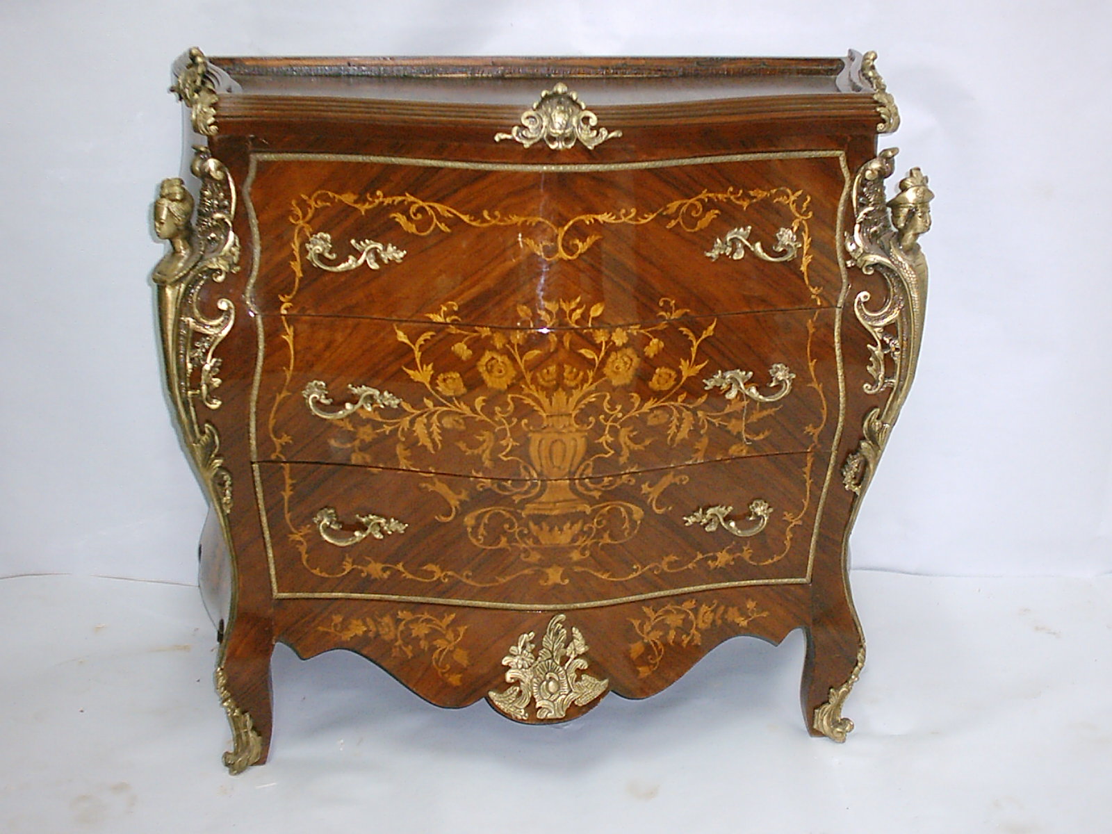 furniture antique and reproduction furniture: french antique louis xv style  marquetry commodes with marble top