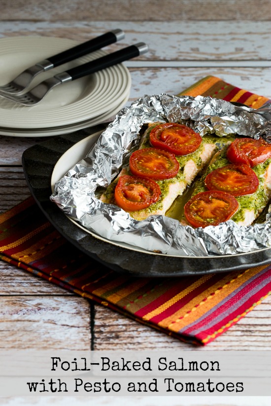 FoilBaked Salmon Recipe with Basil Pesto and Tomatoes Kalyn's Kitchen
