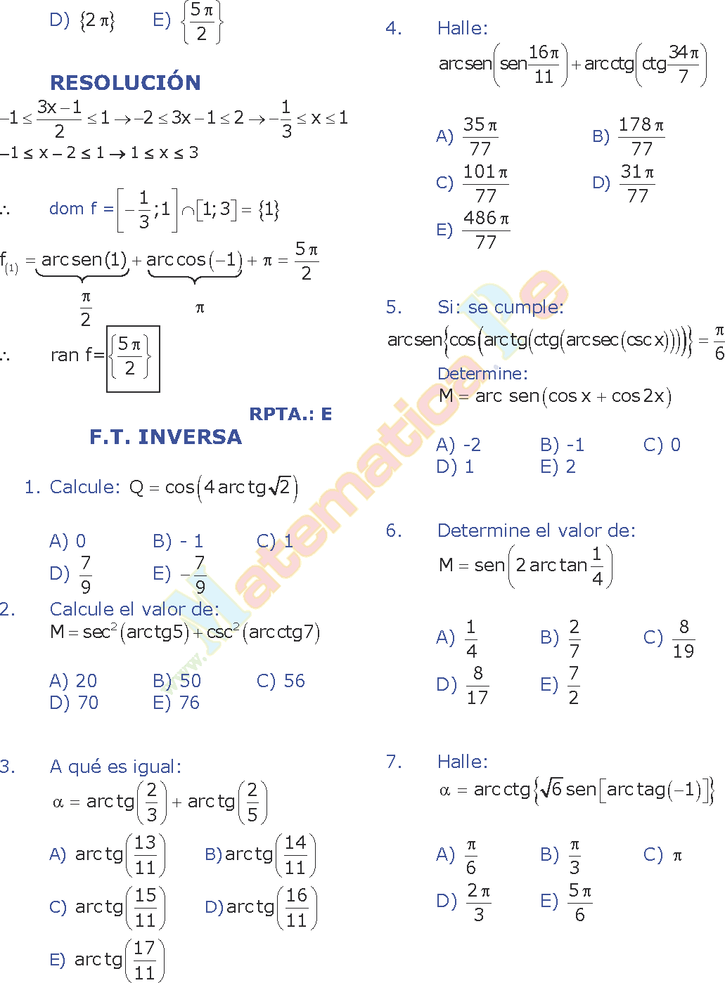 FUNCIONES TRIGONOMETRICAS EJERCICIOS RESUELTOS PDF
