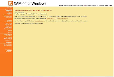 Tampilan awal XAMPP Webserver