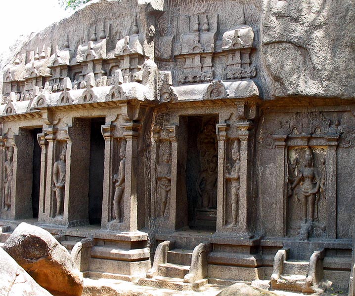 closeup of the Mahabalipuram temple carvings