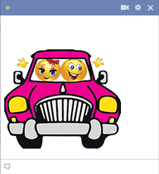 Emoticons driving car