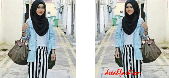 Stripes Hijab Gaya Jilbab Kasual Stripes Hijab Gaya Jilbab Kasual