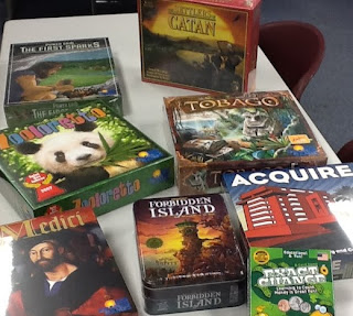 Table of board games at the library