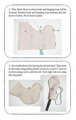 passarinho de tecido com molde e PAP (DIY) - Patchwork Pottery