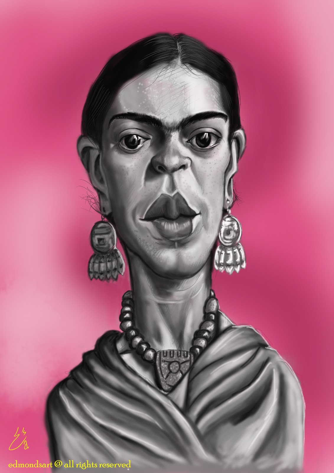 Edmond's Art: Fb Caricaturama Showdown challenge: Frida Kahlo