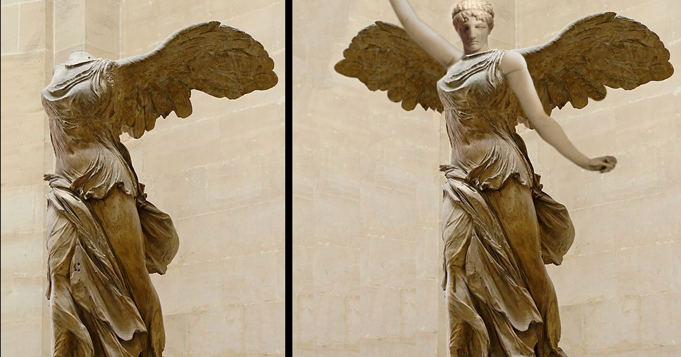 winged victory of samothrace with head and arms