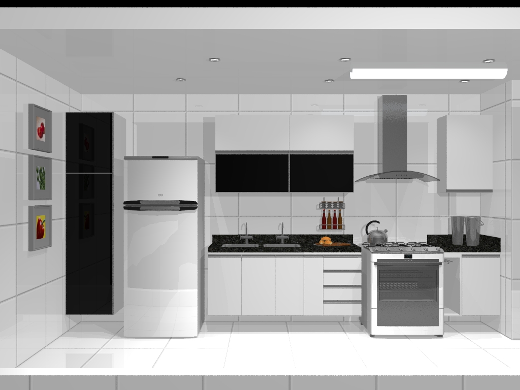 #9D6A2E Cozinhas Planejadas em Preto e Branco Bella Kaza Móveis 1024x768 px Projetos Cozinhas Planejadas Em U #97 imagens