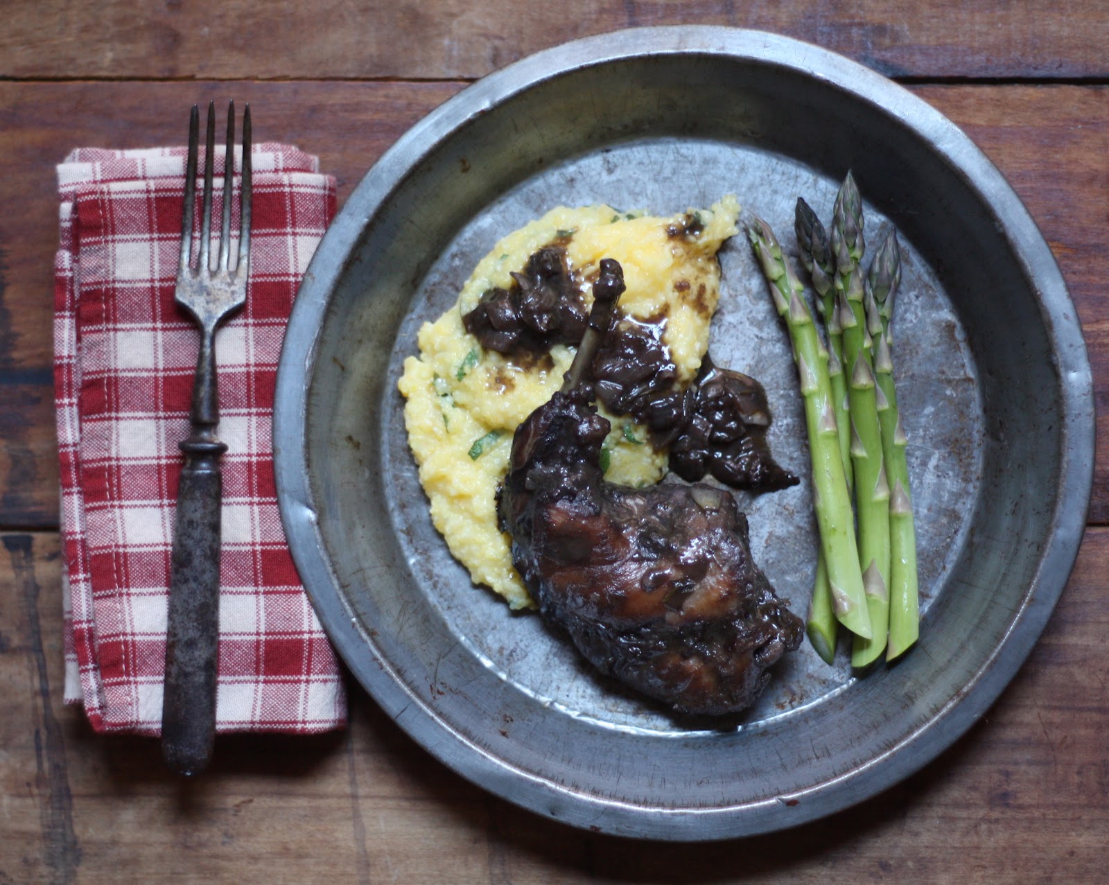 E.A.T. Braised Rabbit in Red Wine with a Sage Polenta