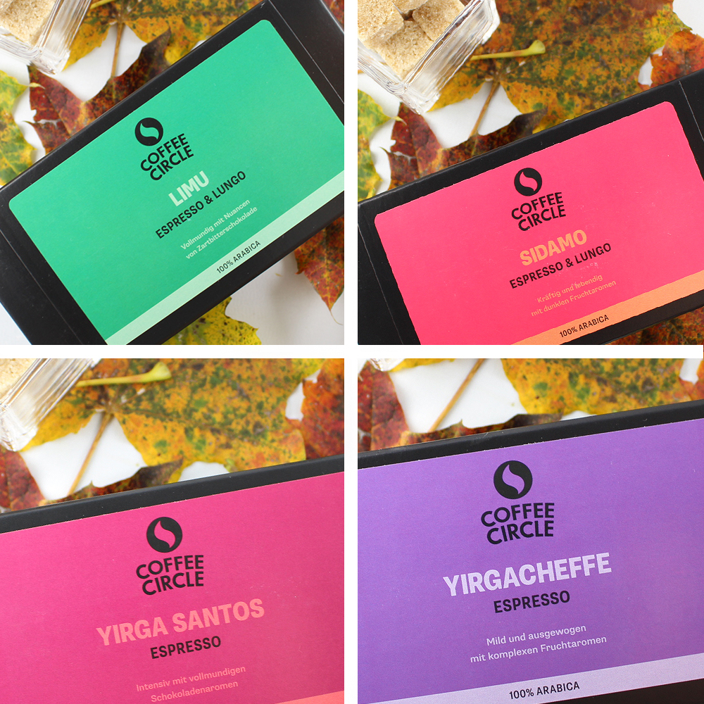 Coffee Circle Sorten: Limu, Yirgacheffe, Sidamo und Yirga Santos