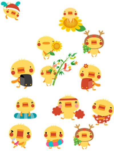 素材站 可爱小鸭子卡通png出击