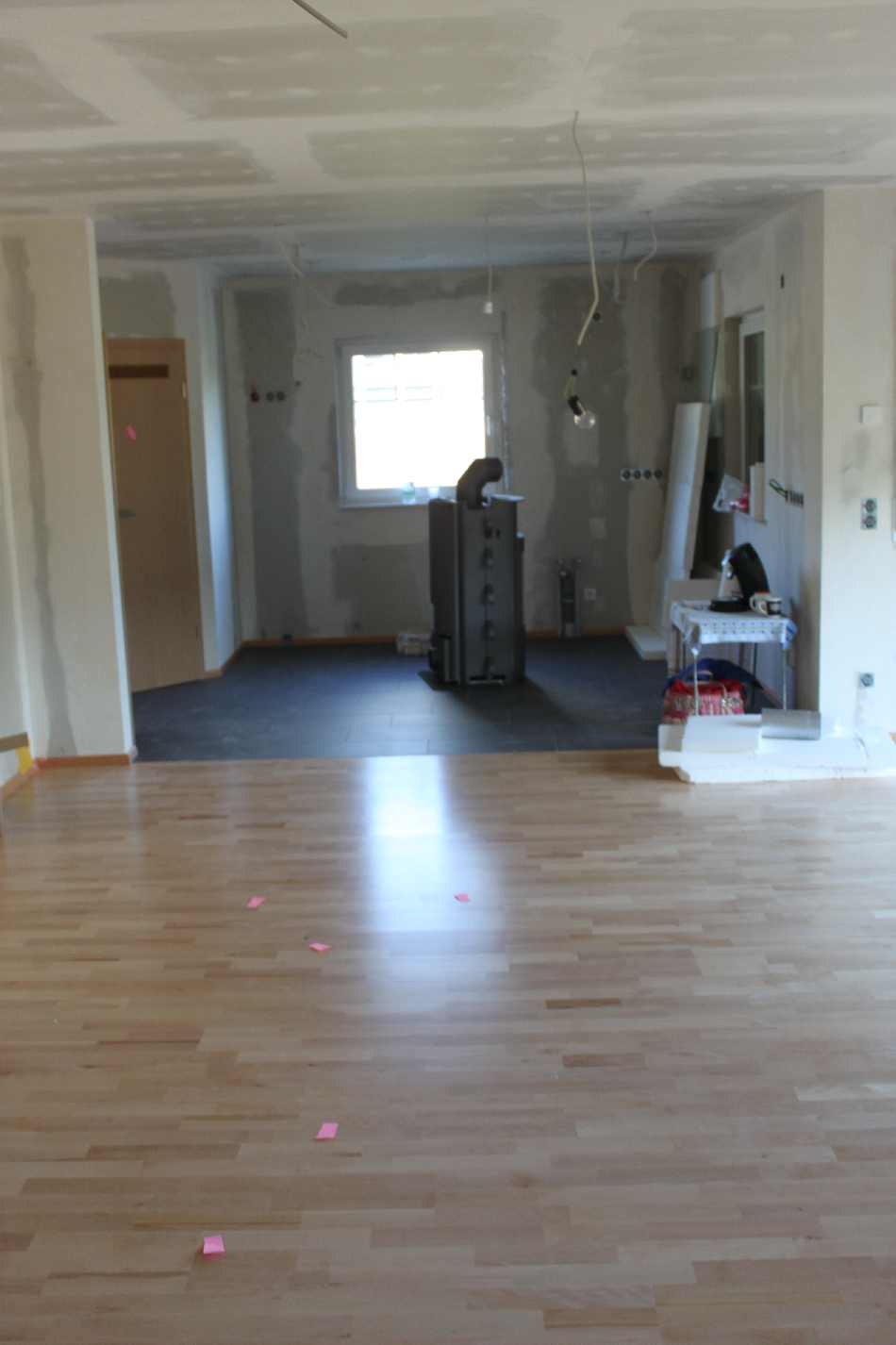 Hausbau mit rensch: der einzug rückt näher... Küche buche blau