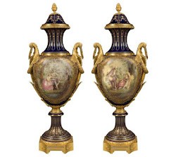 18th Historical Pair of Palatial Sevres Porcelain Urns