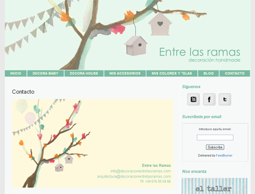 página web de Decoración Entre las Ramas