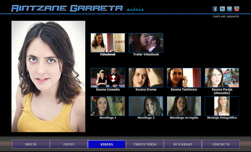 página web oficial de la actriz Aintzane Garreta