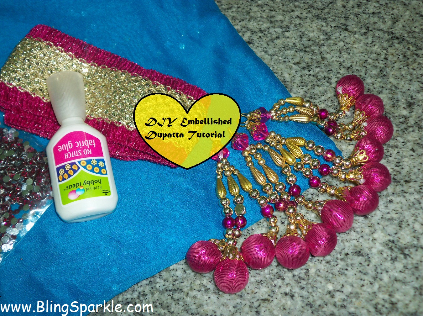 DIY Embellished Dupatta Tutorial Bling Sparkle
