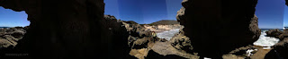 panorama under rock arch