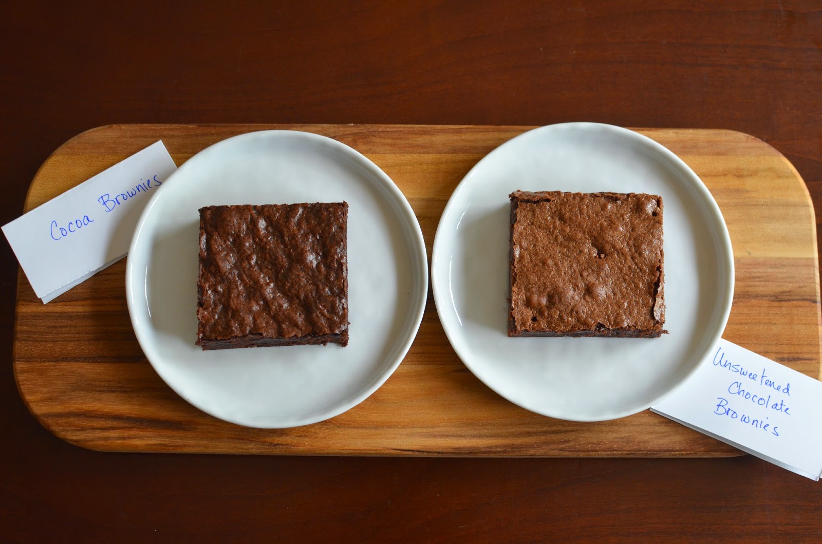 Playing with Flour Brownie vs. Brownie (cocoa vs. unsweetened chocolate)