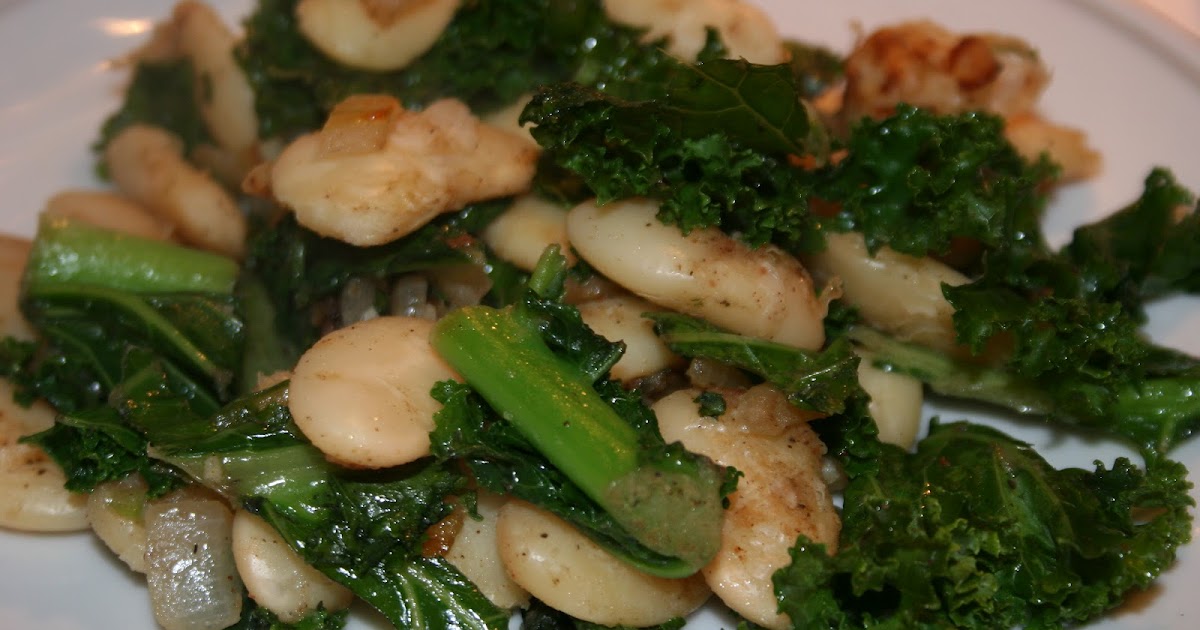 Crunchy Kim Kale and butter bean hot "salad"