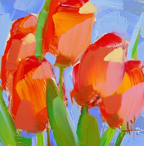 Angela Moulton S Painting A Day Orange Tulips Painting