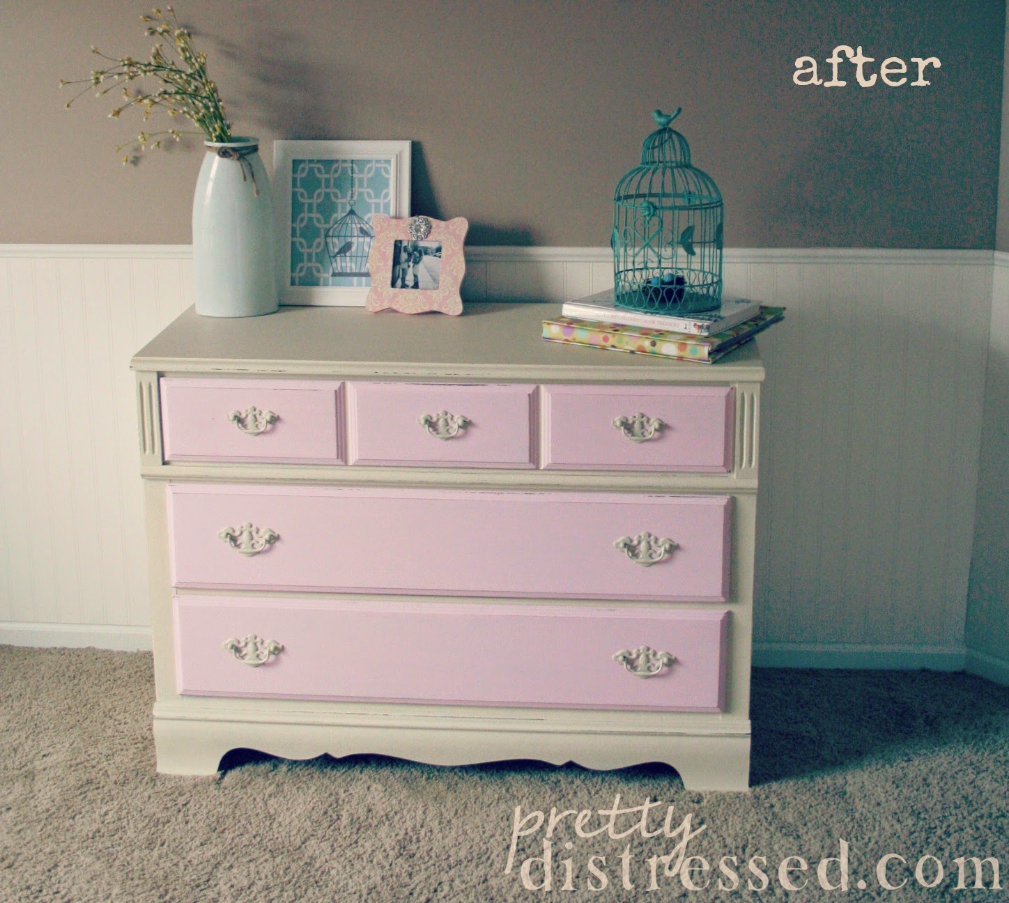 Pretty Distressed Girly Girl Dresser Reveal