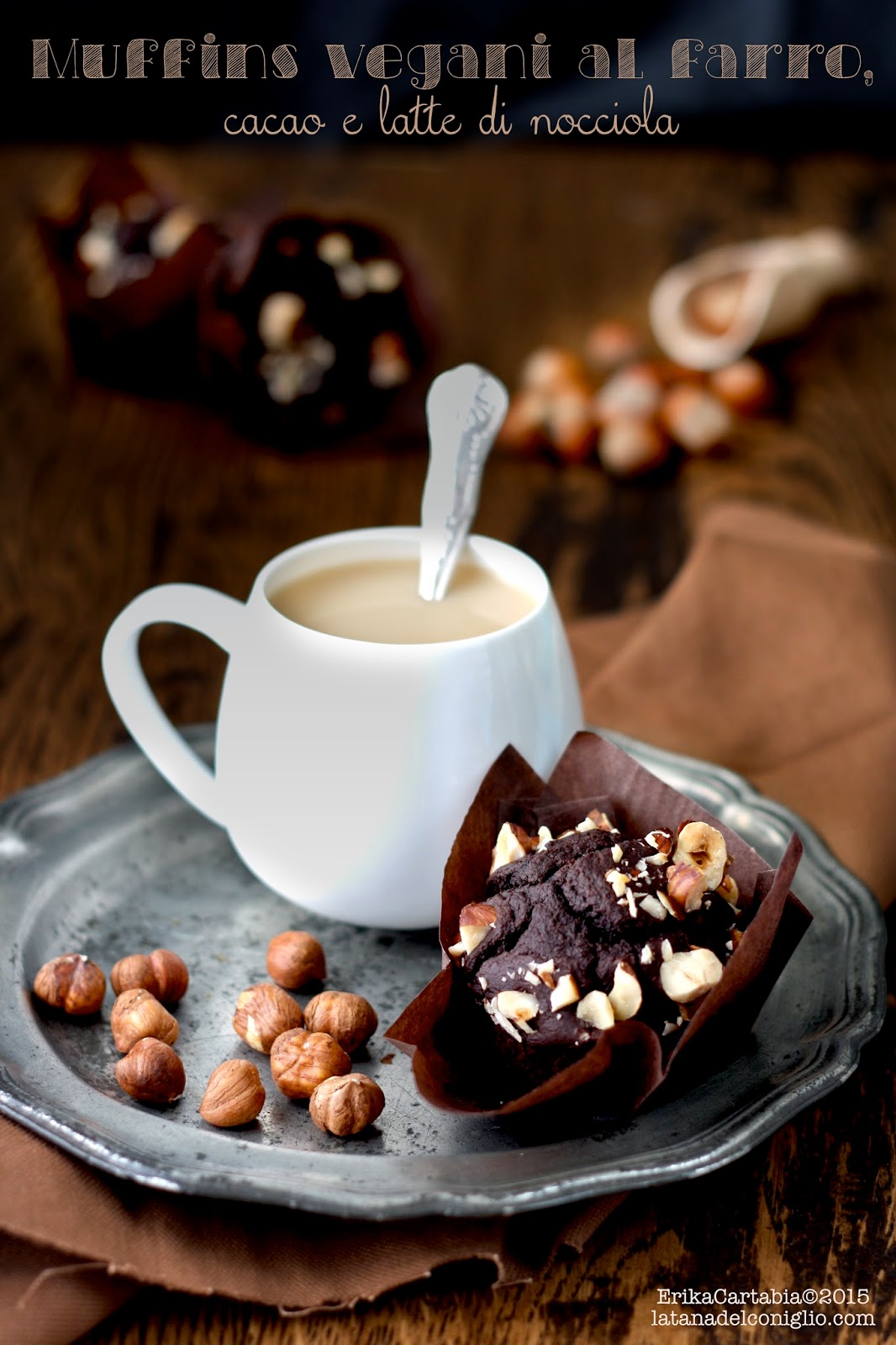 muffins vegani al farro, cacao e latte di nocciola