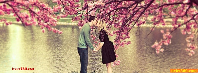 Ảnh bìa lãng mạn cho Facebook - Cover FB romantic timeline, hôn nhau trước hồ đẹp