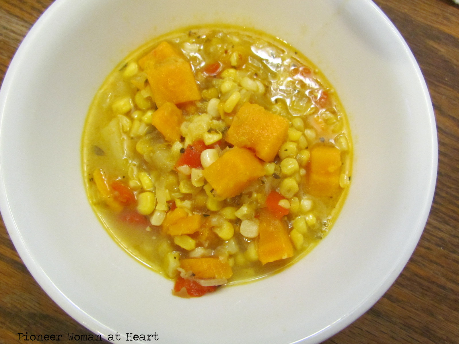 Pioneer Woman at Heart Spicy Corn and Sweet Potato Chowder