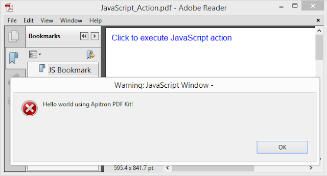Pic. 1 Bookmark and link with JavaScript action pdf